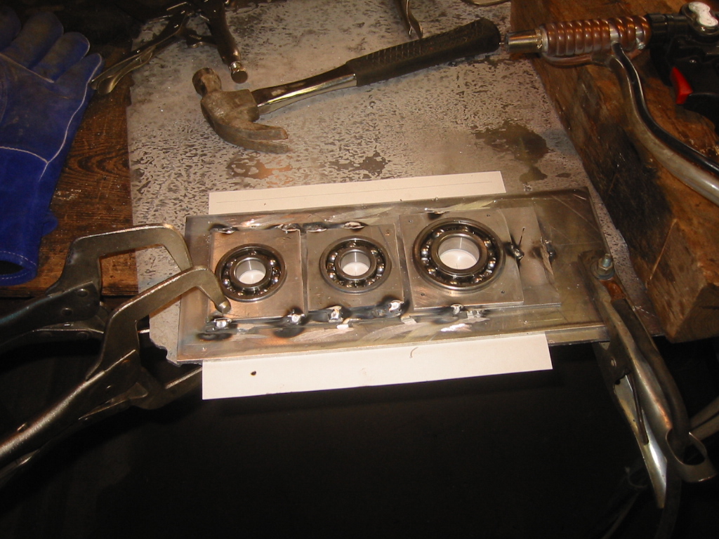 Trail fitting the bearings into the jig
