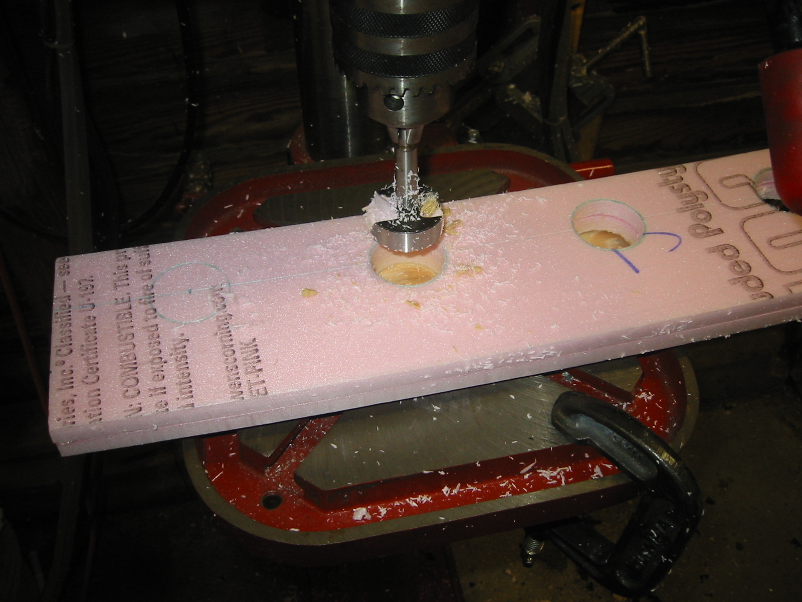 Drilling holes for the exhaust.