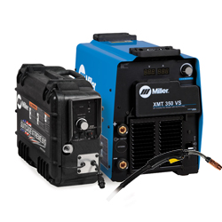 Miller XMT 350 VS power source and X-TREME 8 VS SuitCase.