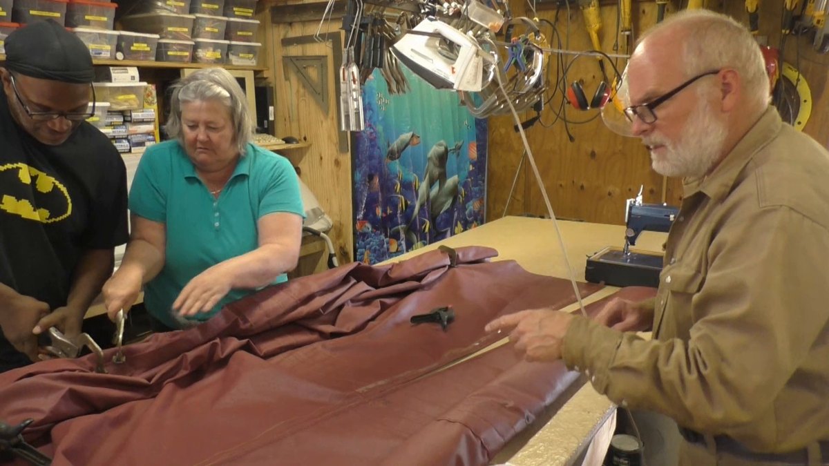 People of Seeker — 170502 Sailmaking, Hawsehole, Sampson Post & Rudder Work