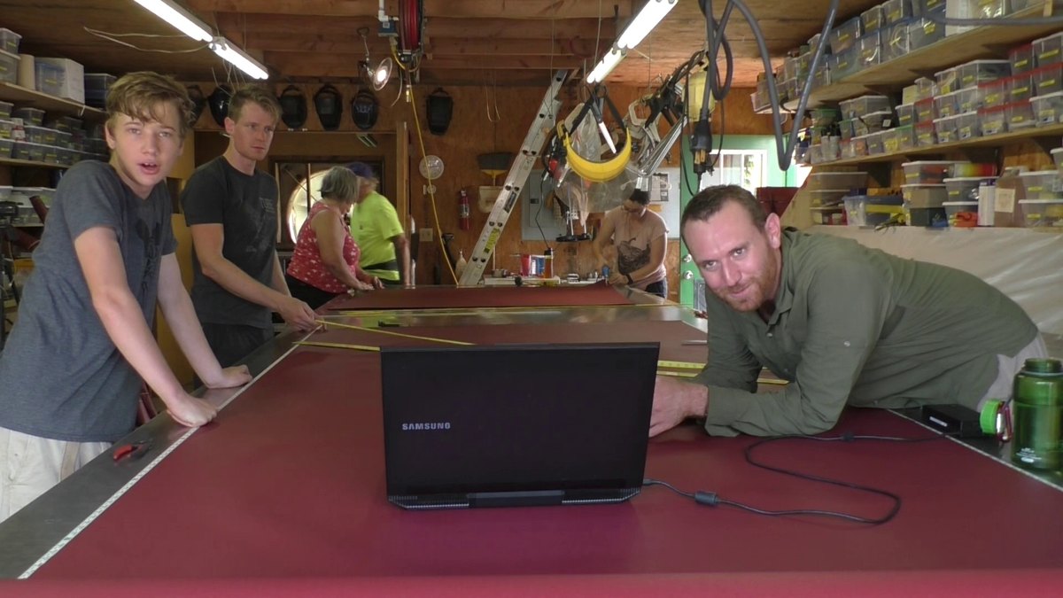 People of Seeker — 170613 Junk Rig Sailmaking - the Mizzen Sail